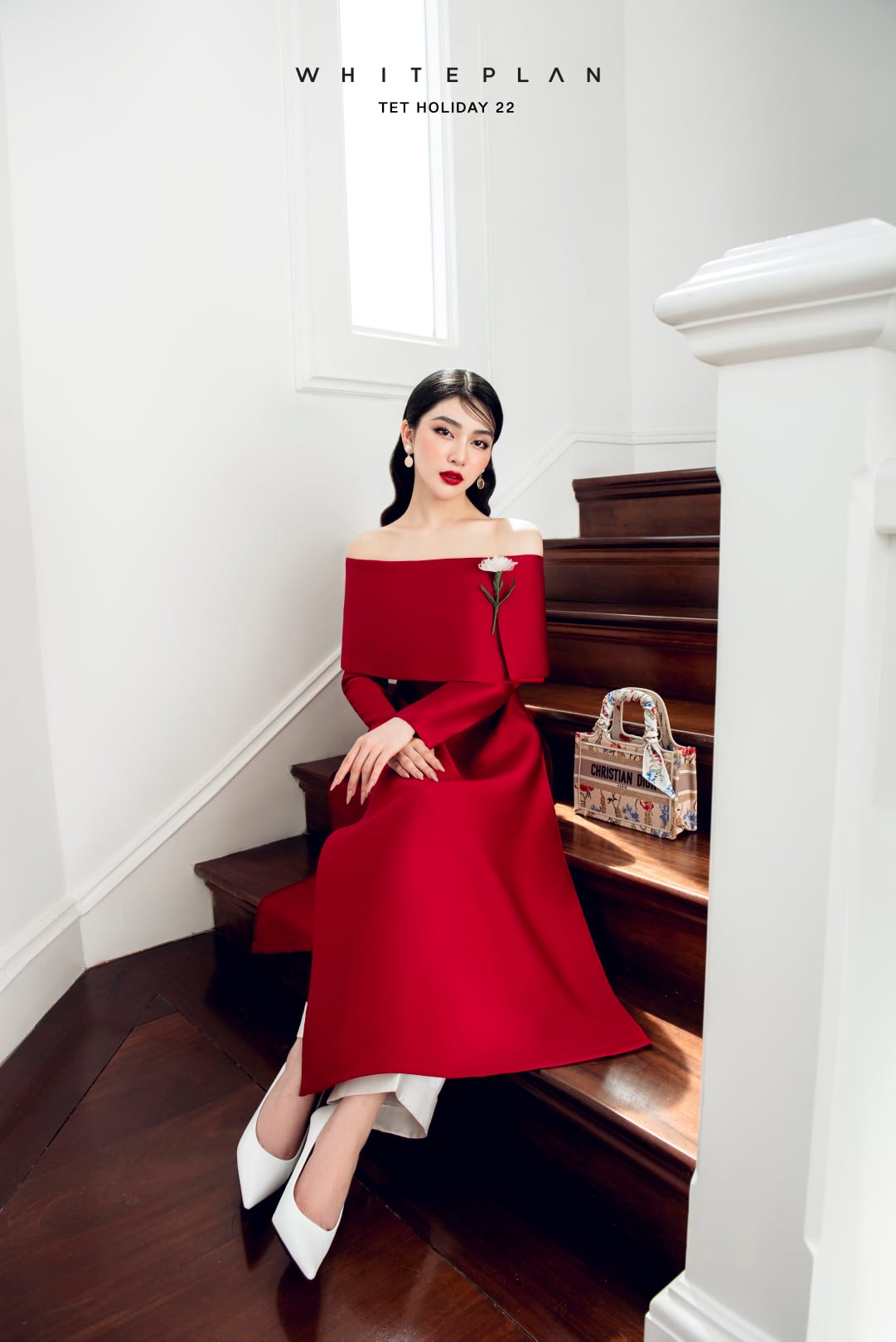 SET ÁO DÀI RED 2 X QUẦN ÁO DÀI TRẮNG